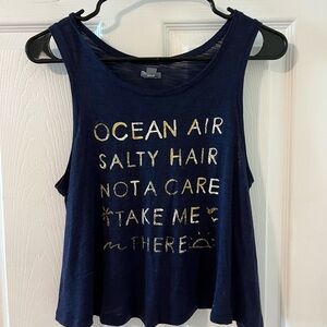 Aerie Navy Blue Graphic Tank Top